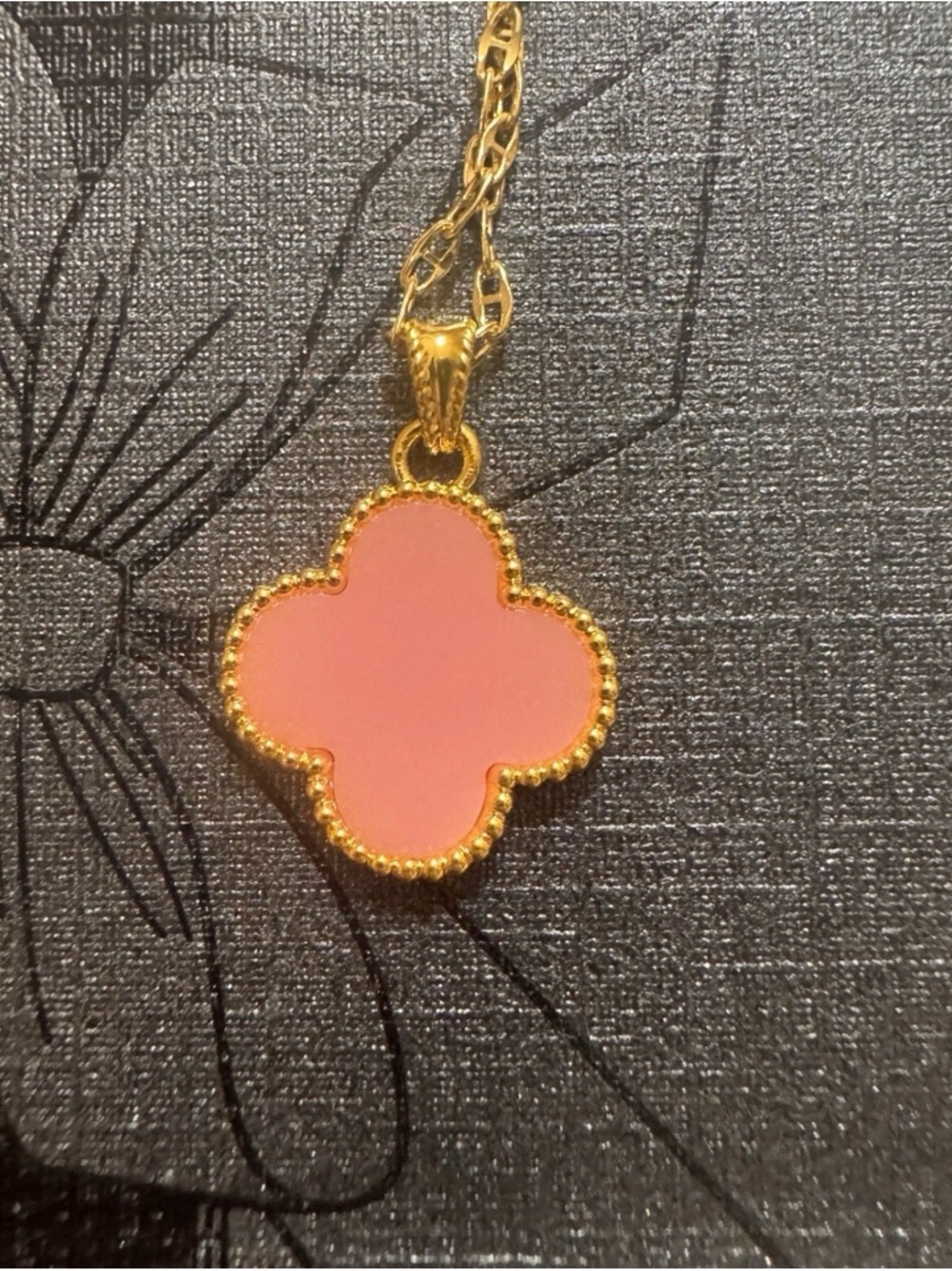 18K Real Gold Pink Flower Pendant Only